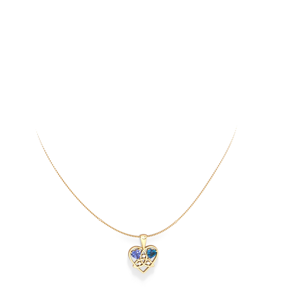 Tanzanite Celtic Trinity Heart 14K Yellow Gold pendant P5331