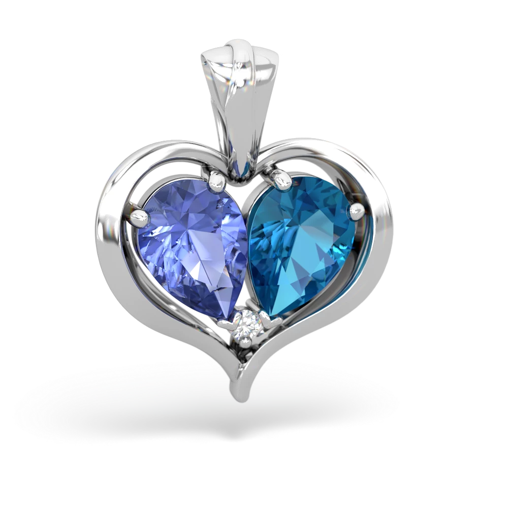 Tanzanite Two Become One 14K White Gold pendant P5330