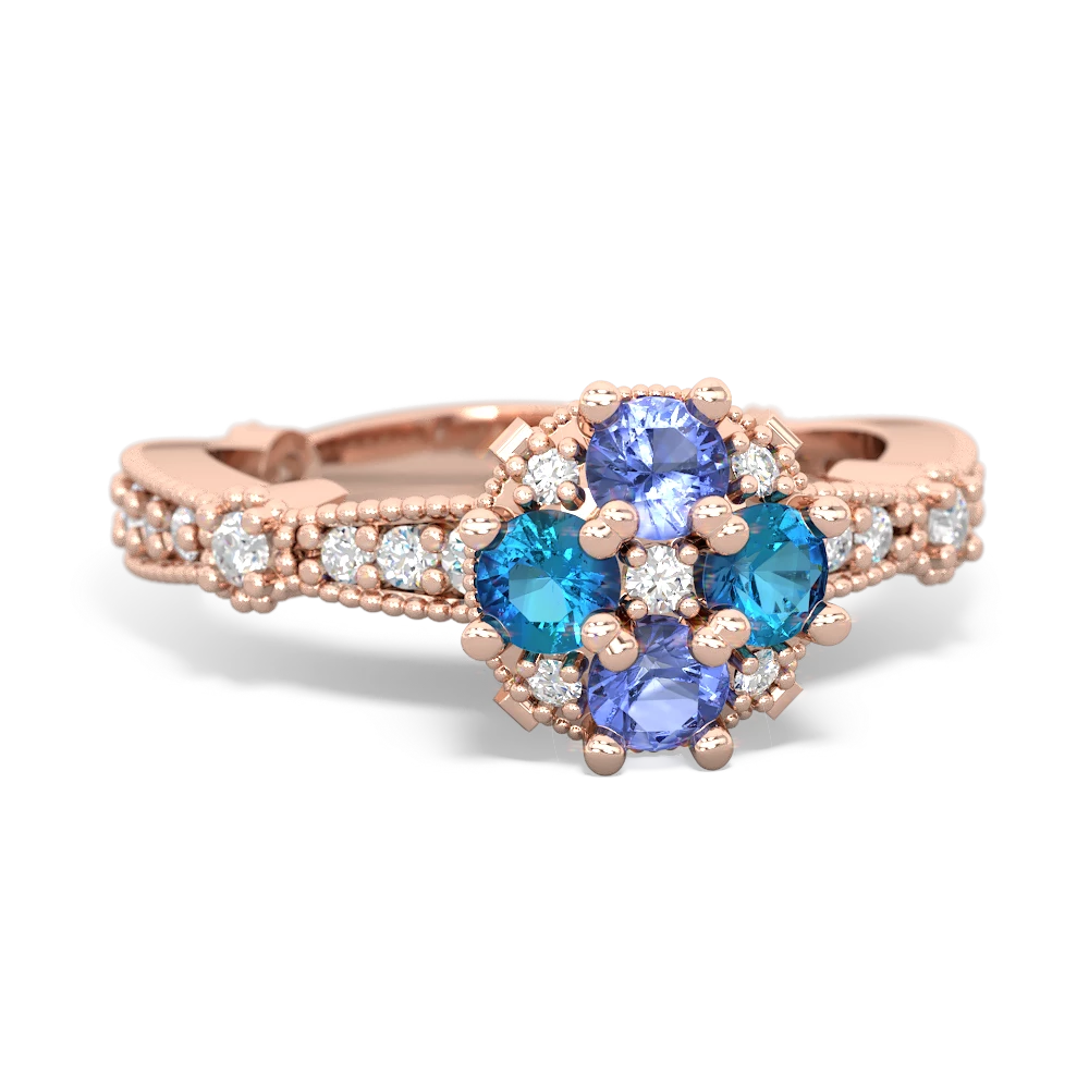 Tanzanite Sparkling Tiara Cluster 14K Rose Gold ring R26293RD