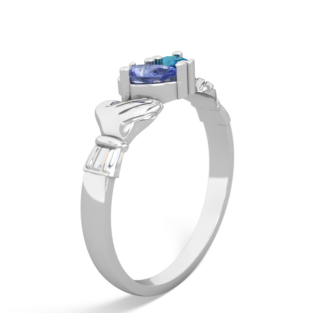 Tanzanite 'Our Heart' Claddagh 14K White Gold ring R2388