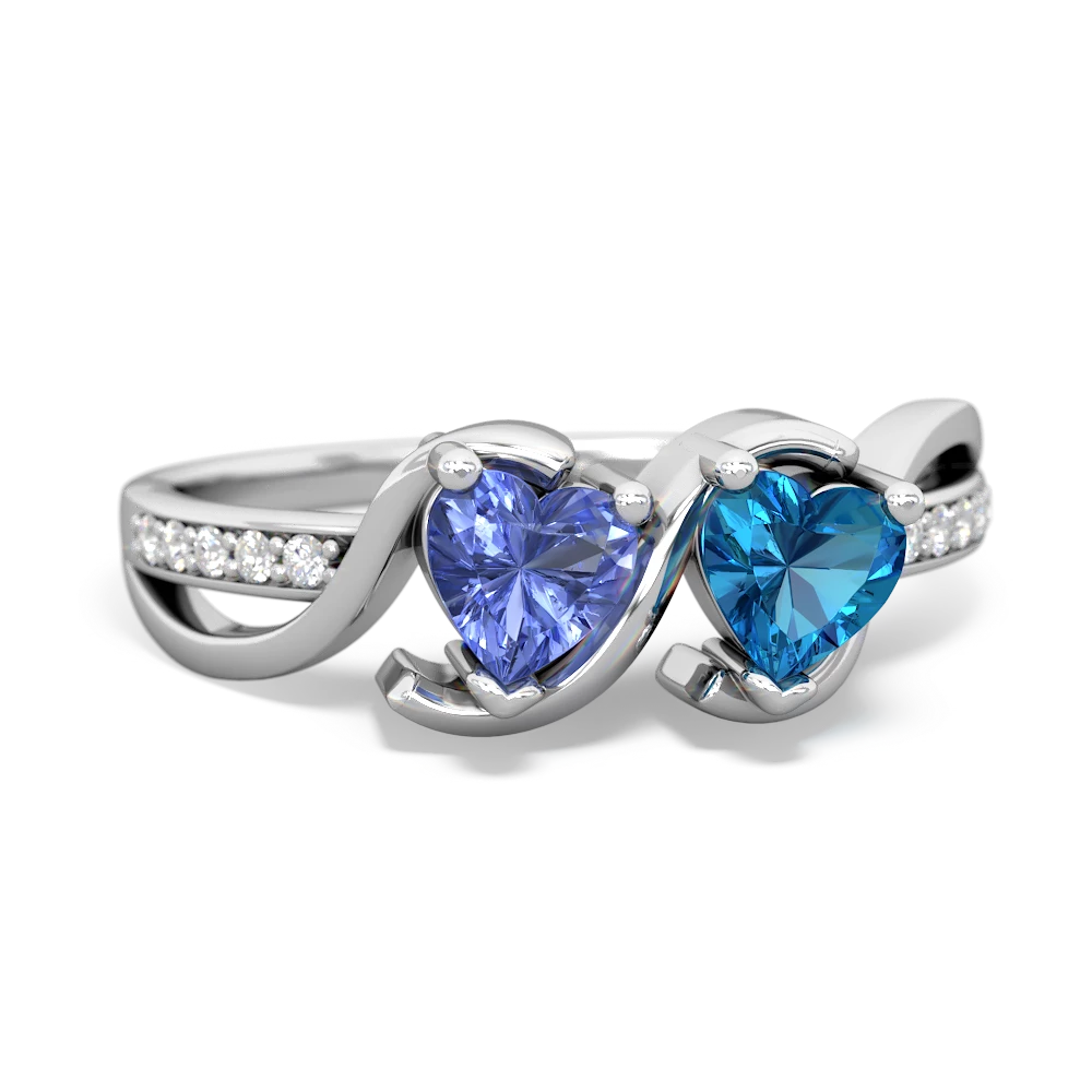 Tanzanite Side By Side 14K White Gold ring R3090