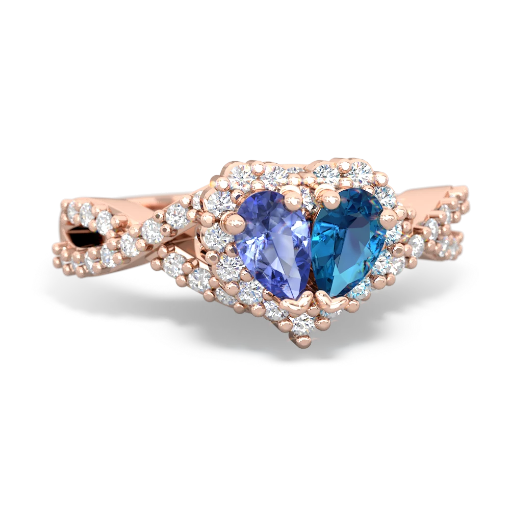 Tanzanite Diamond Twist 'One Heart' 14K Rose Gold ring R2640HRT