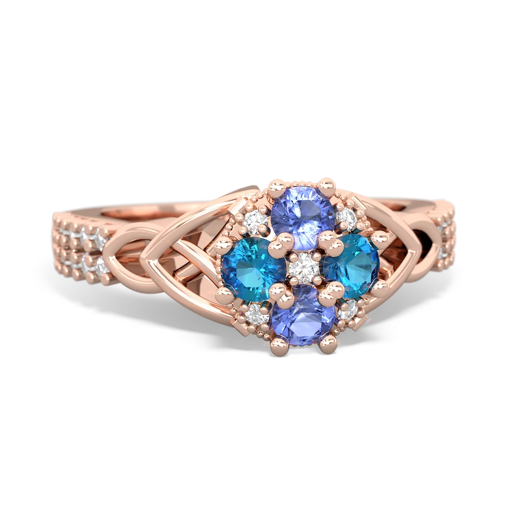 Tanzanite Celtic Knot Cluster Engagement 14K Rose Gold ring R26443RD