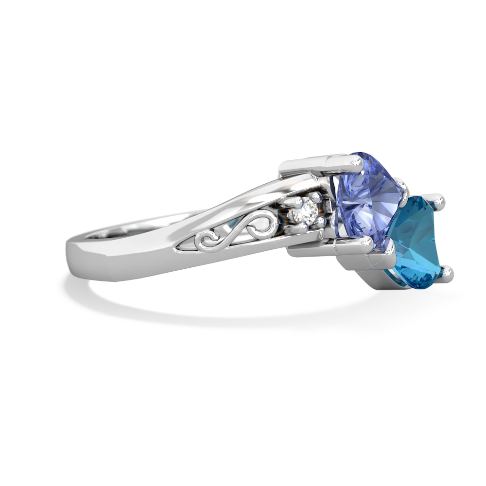 Tanzanite Snuggling Hearts 14K White Gold ring R2178