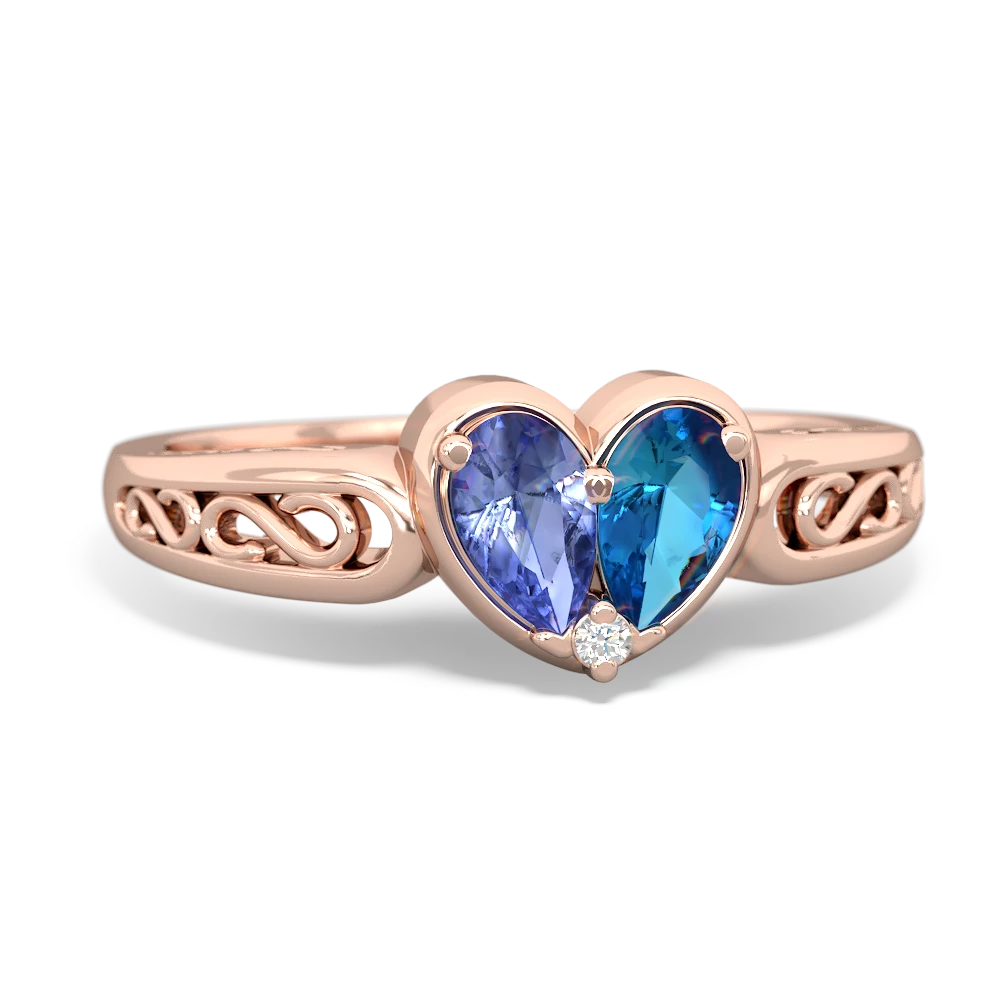 Tanzanite Filligree 'One Heart' 14K Rose Gold ring R5070