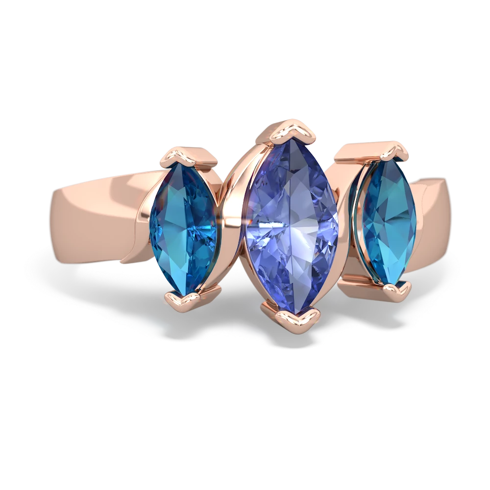 Tanzanite Three Peeks 14K Rose Gold ring R2433