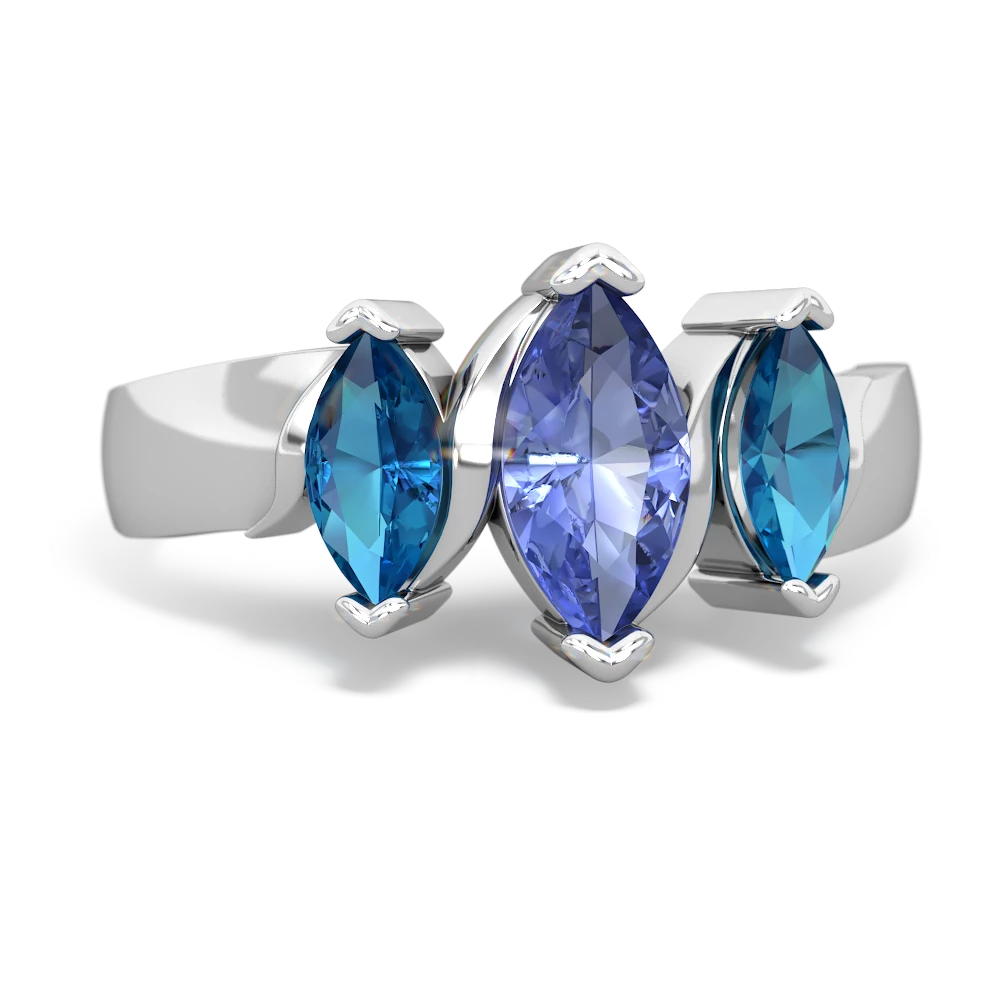 Tanzanite Three Peeks 14K White Gold ring R2433