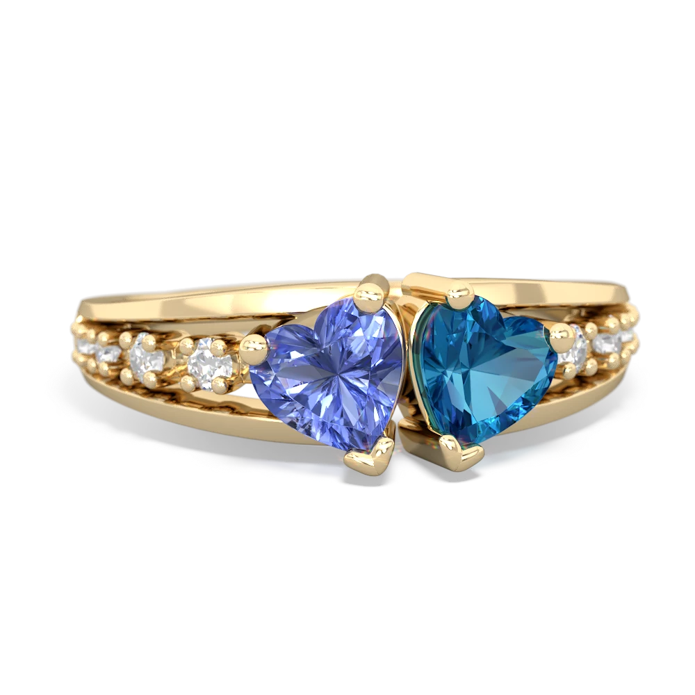 Tanzanite Heart To Heart 14K Yellow Gold ring R3342