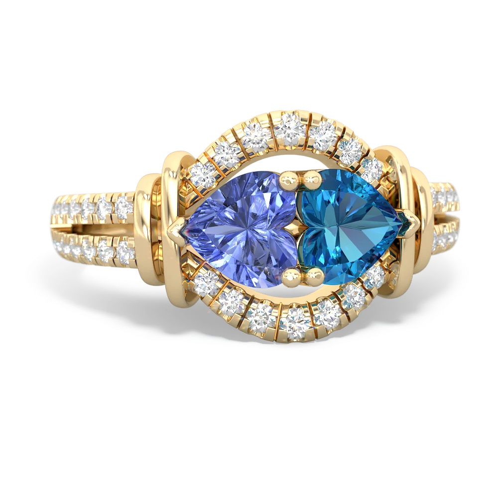 Tanzanite Art-Deco Keepsake 14K Yellow Gold ring R5630