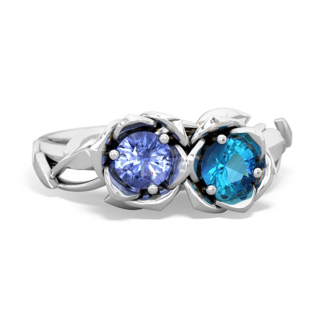 Tanzanite Rose Garden 14K White Gold ring R5510