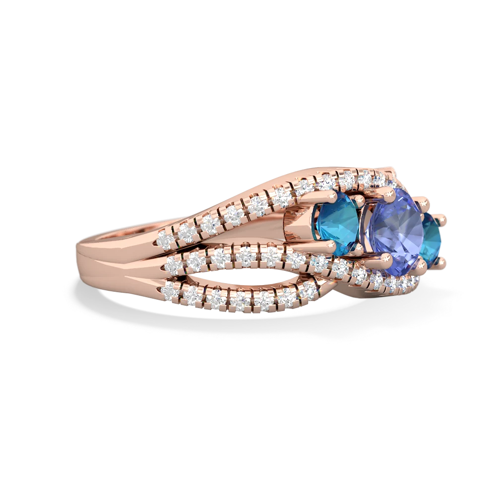 Tanzanite Three Stone Aurora 14K Rose Gold ring R3080