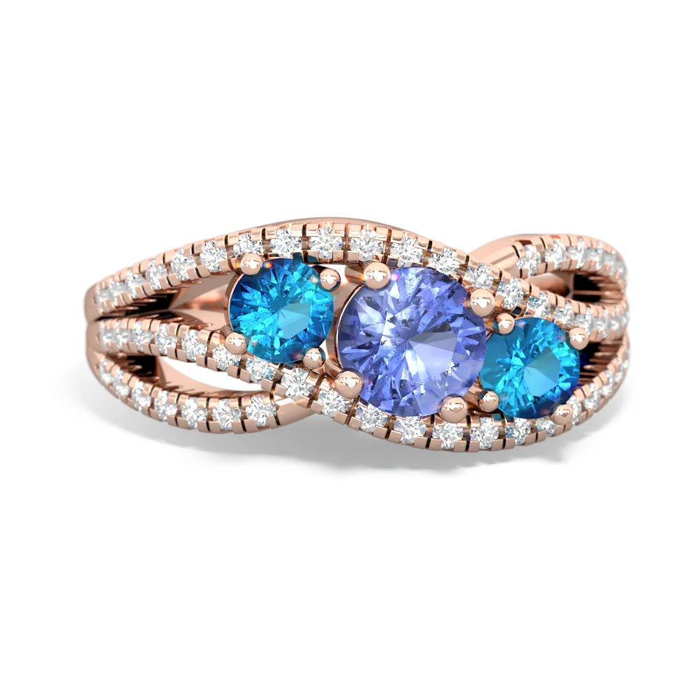 Tanzanite Three Stone Aurora 14K Rose Gold ring R3080