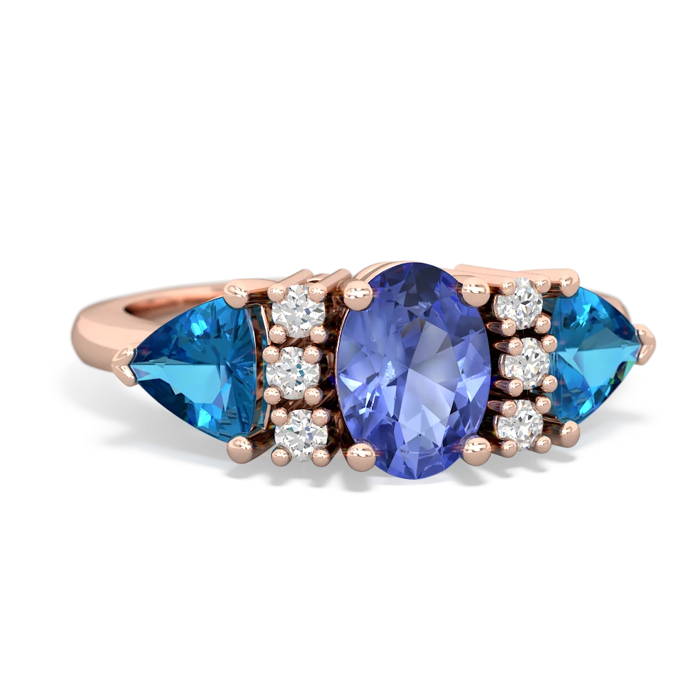 Tanzanite Antique Style Three Stone 14K Rose Gold ring R2186