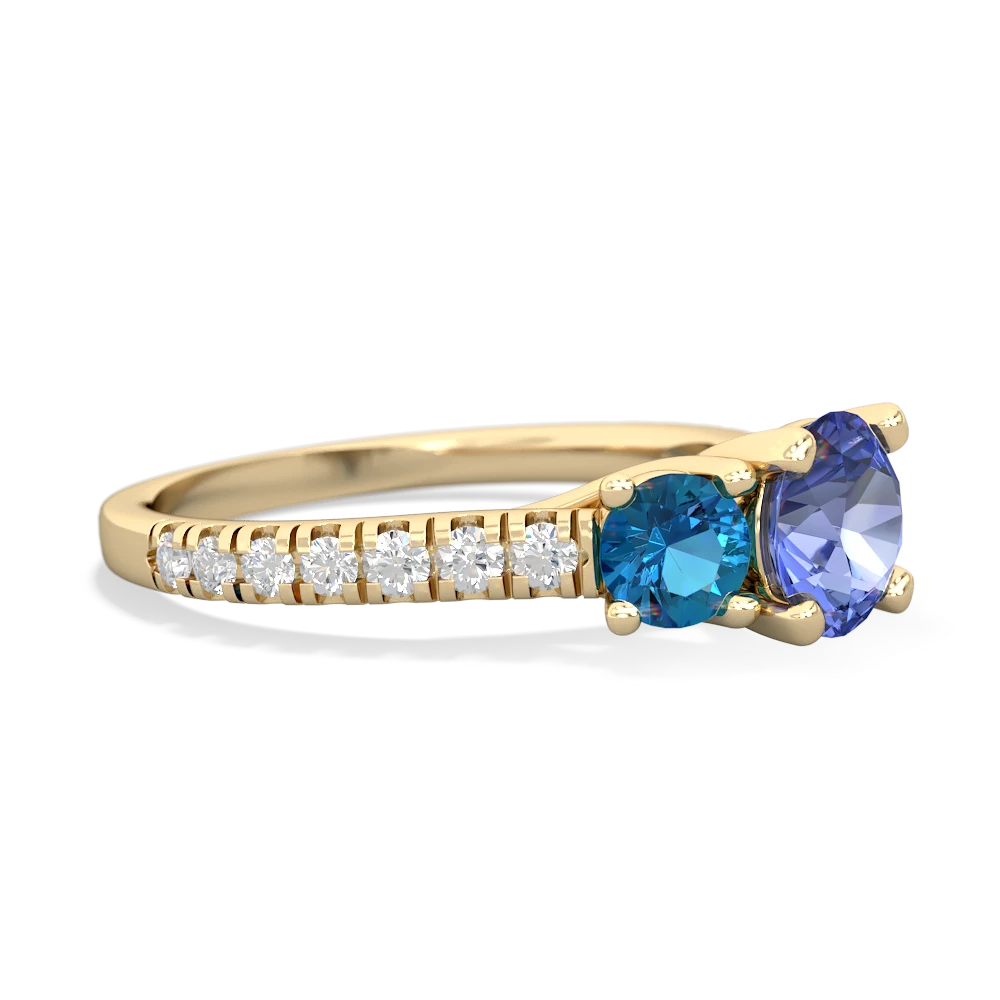 Tanzanite Pave Trellis 14K Yellow Gold ring R5500