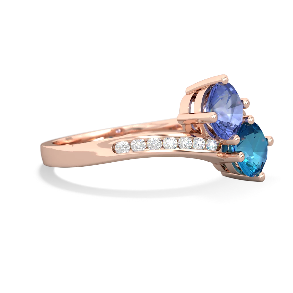 Tanzanite Channel Set Two Stone 14K Rose Gold ring R5303
