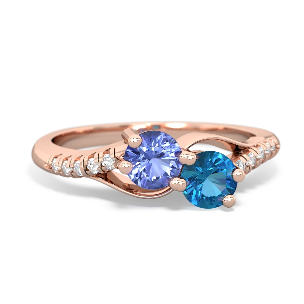 Tanzanite Infinity Pave Two Stone 14K Rose Gold ring R5285