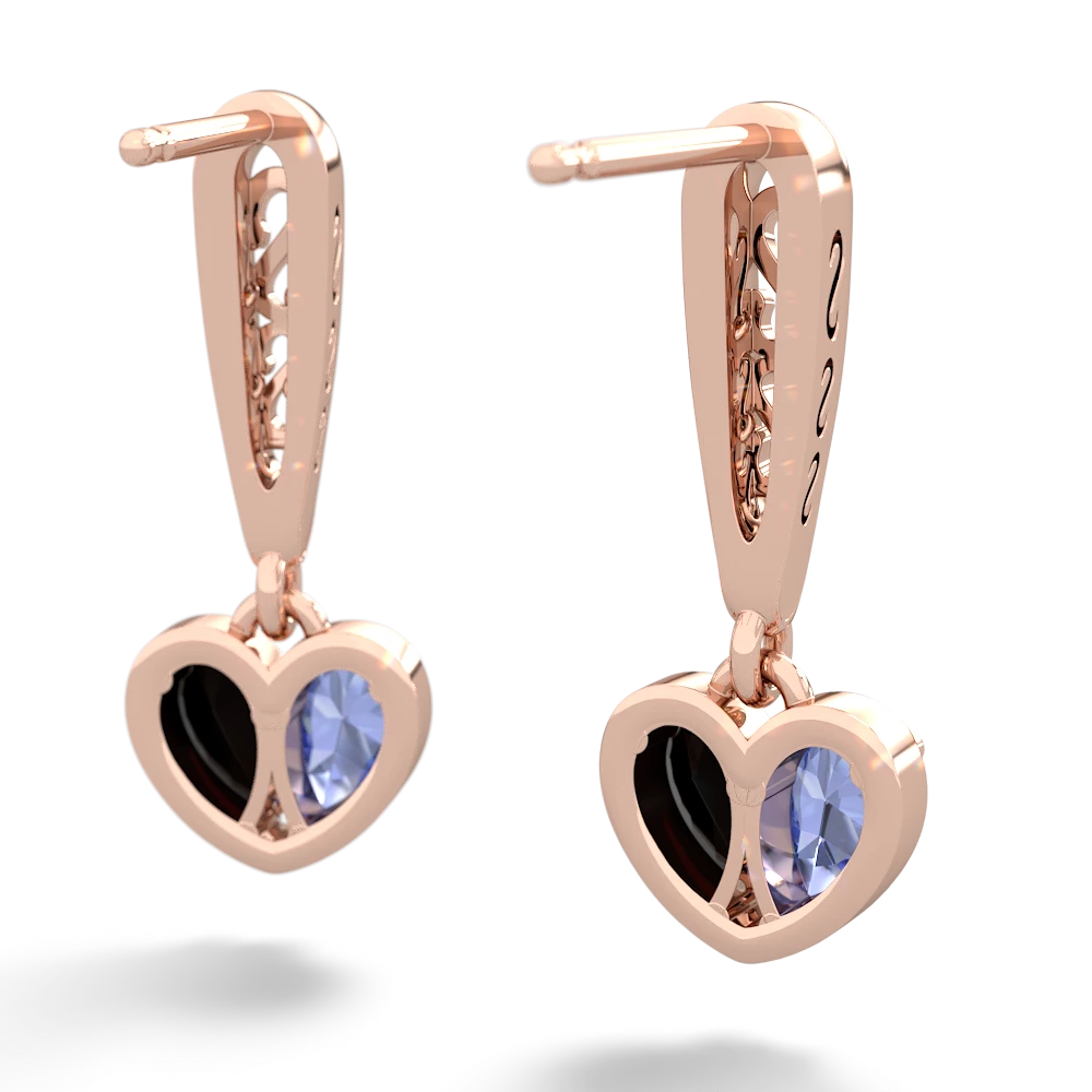 Tanzanite Filligree Heart 14K Rose Gold earrings E5070