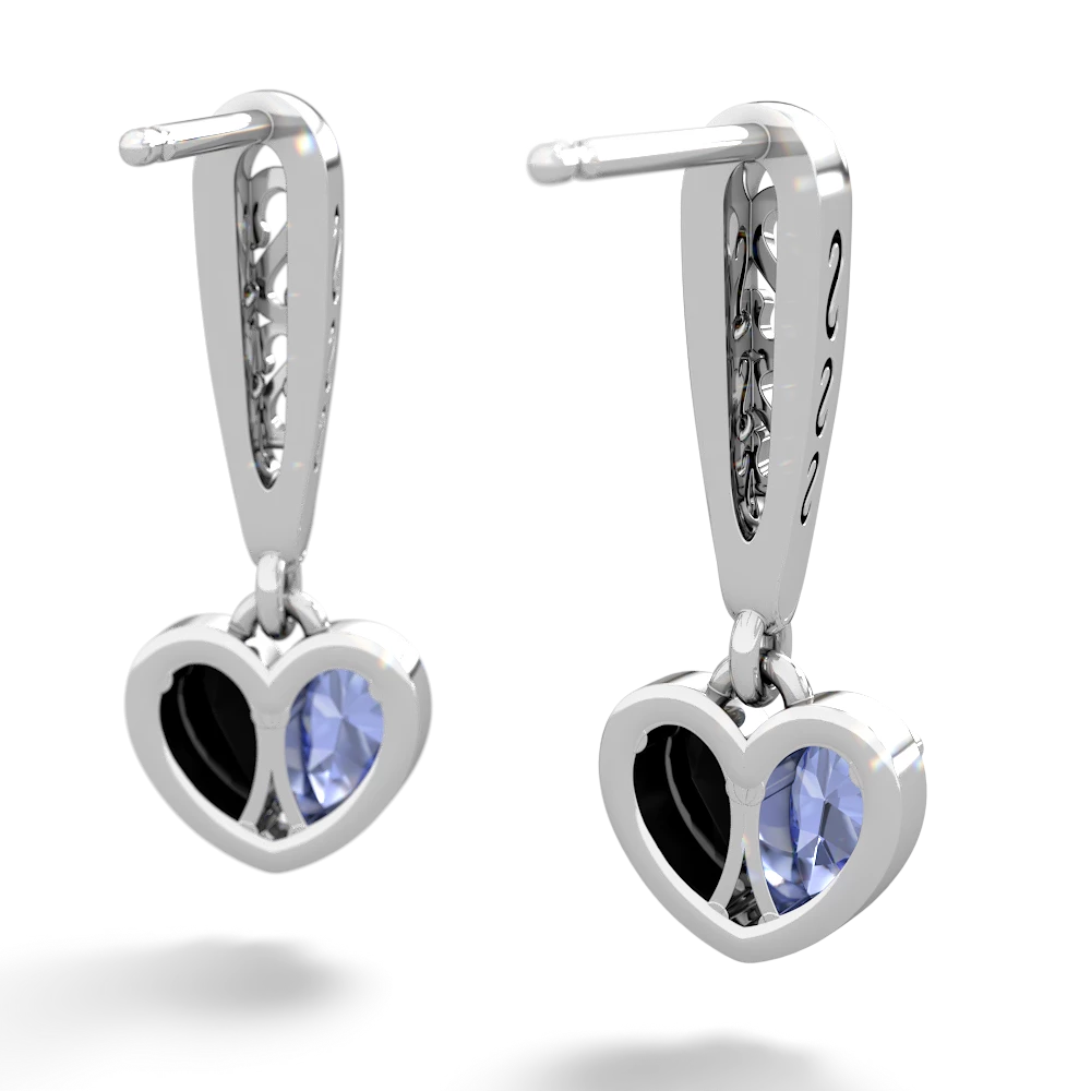 Tanzanite Filligree Heart 14K White Gold earrings E5070