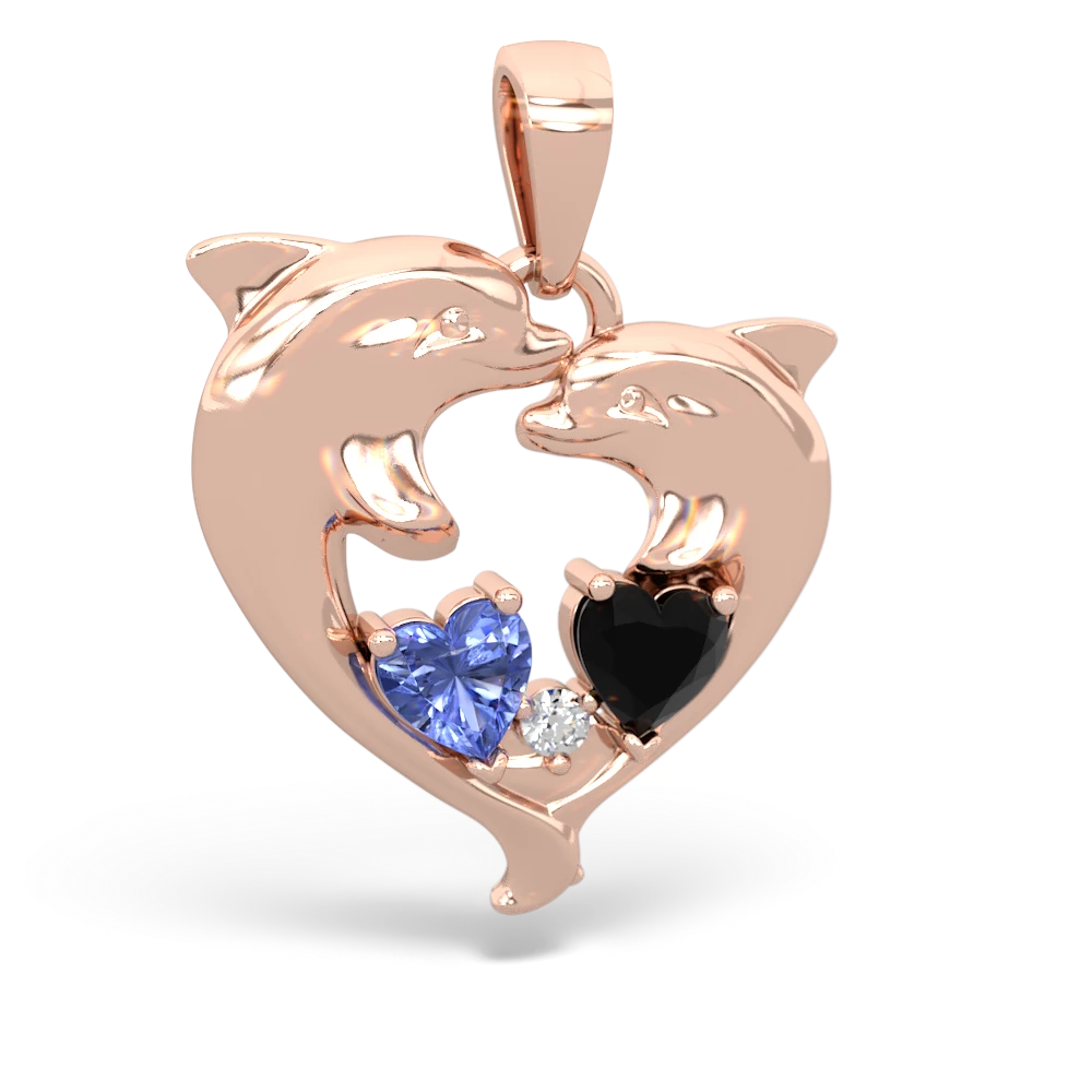 Tanzanite Dolphin Heart 14K Rose Gold pendant P5820