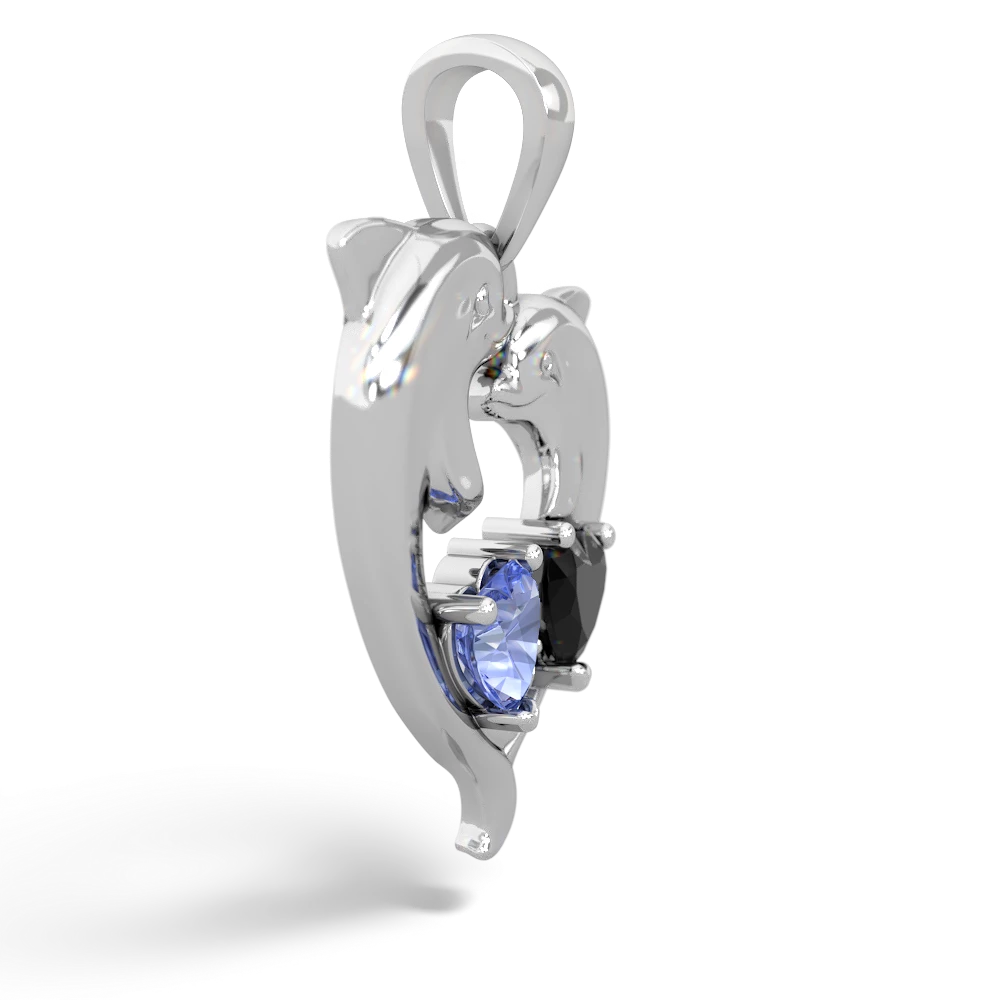 Tanzanite Dolphin Heart 14K White Gold pendant P5820