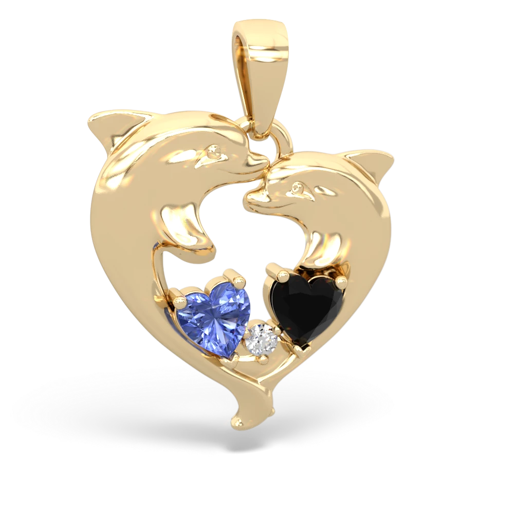 Tanzanite Dolphin Heart 14K Yellow Gold pendant P5820