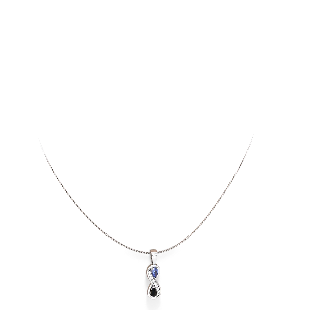 Tanzanite Diamond Infinity 14K White Gold pendant P5390