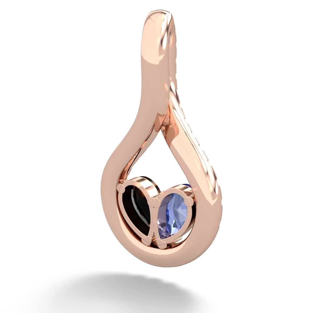 Tanzanite Pave Twist 'One Heart' 14K Rose Gold pendant P5360