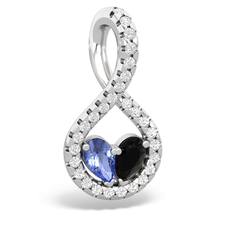 Tanzanite Pave Twist 'One Heart' 14K White Gold pendant P5360