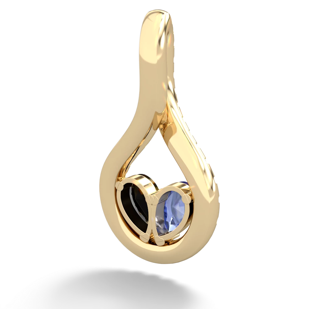 Tanzanite Pave Twist 'One Heart' 14K Yellow Gold pendant P5360