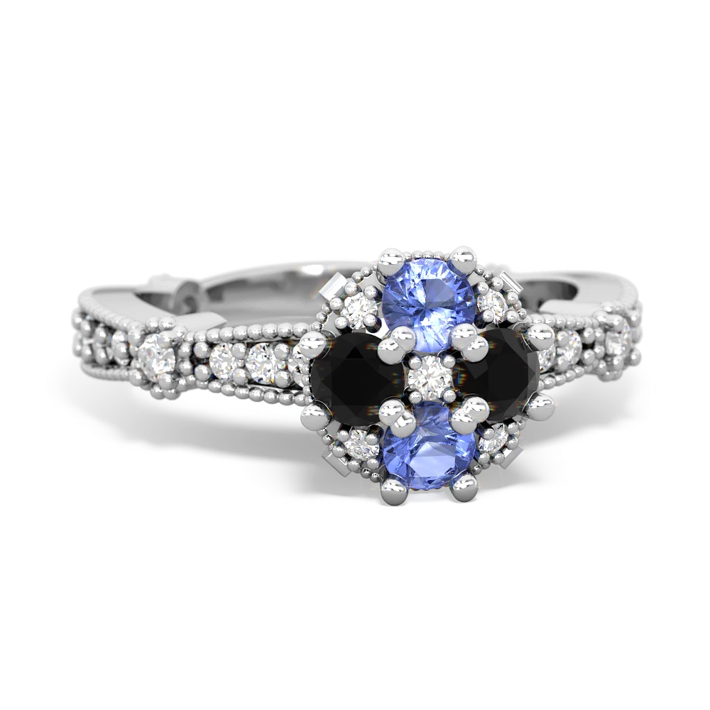 Tanzanite Sparkling Tiara Cluster 14K White Gold ring R26293RD