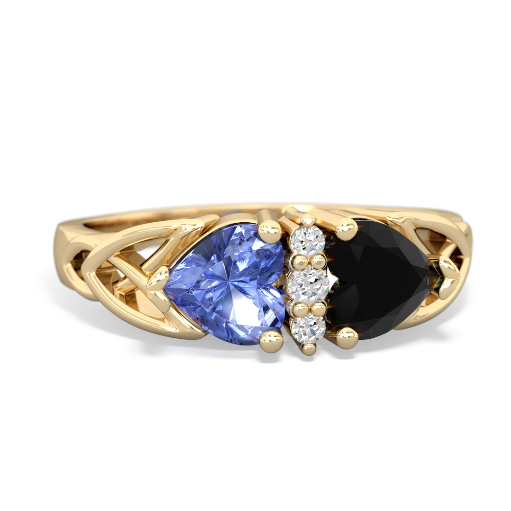 Tanzanite Celtic Knot Double Heart 14K Yellow Gold ring R5040