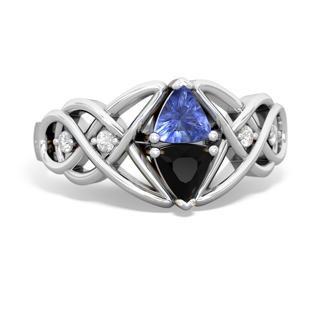 Tanzanite Keepsake Celtic Knot 14K White Gold ring R5300