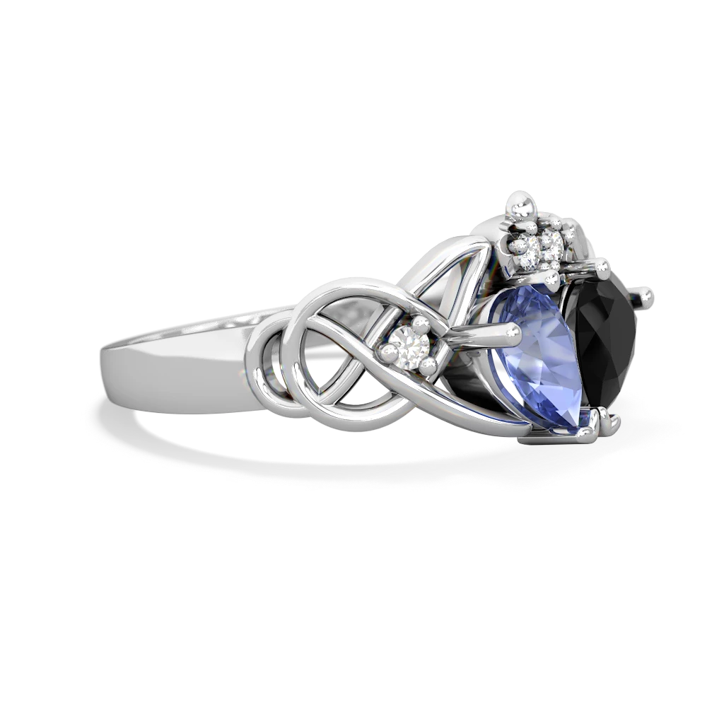 Tanzanite 'One Heart' Celtic Knot Claddagh 14K White Gold ring R5322