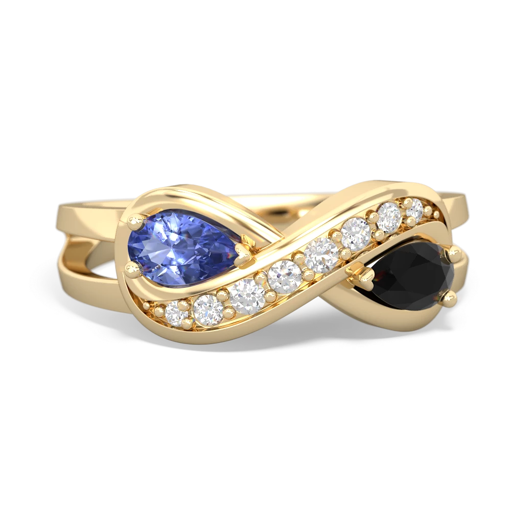 Tanzanite Diamond Infinity 14K Yellow Gold ring R5390