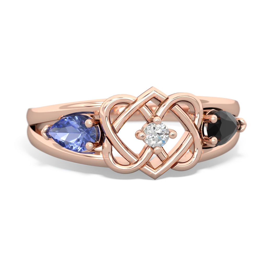 Tanzanite Hearts Intertwined 14K Rose Gold ring R5880