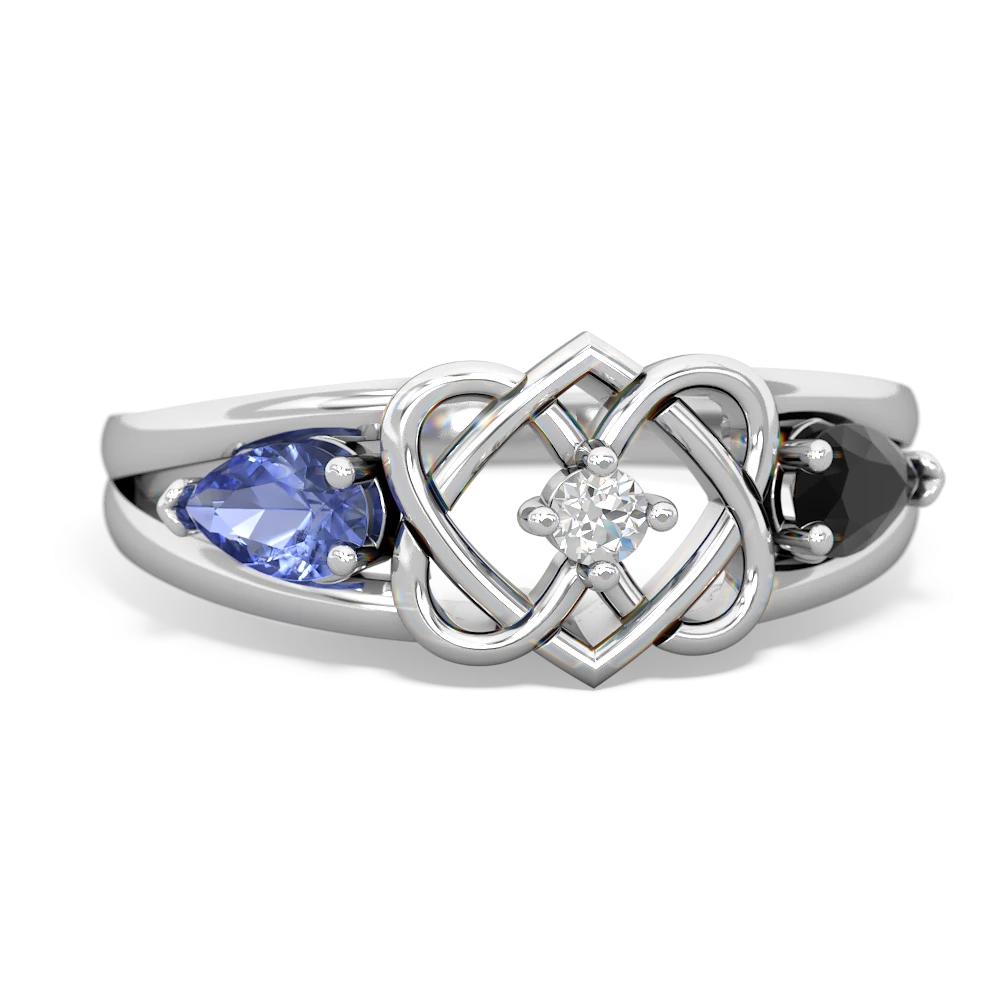 Tanzanite Hearts Intertwined 14K White Gold ring R5880