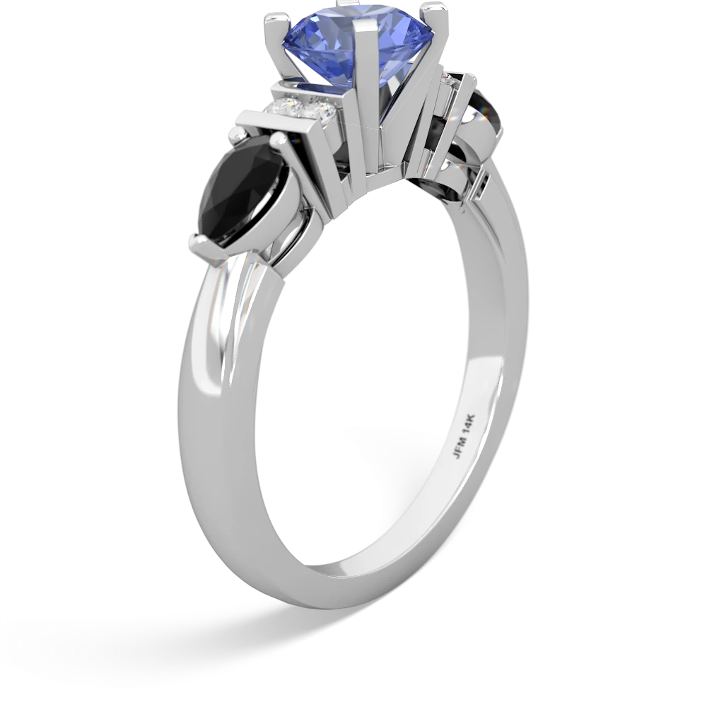 Tanzanite 6Mm Round Eternal Embrace Engagement 14K White Gold ring R2005