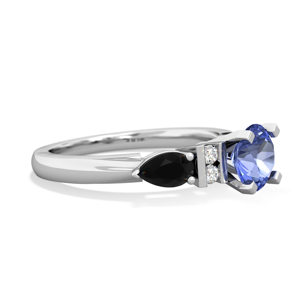 Tanzanite 6Mm Round Eternal Embrace Engagement 14K White Gold ring R2005