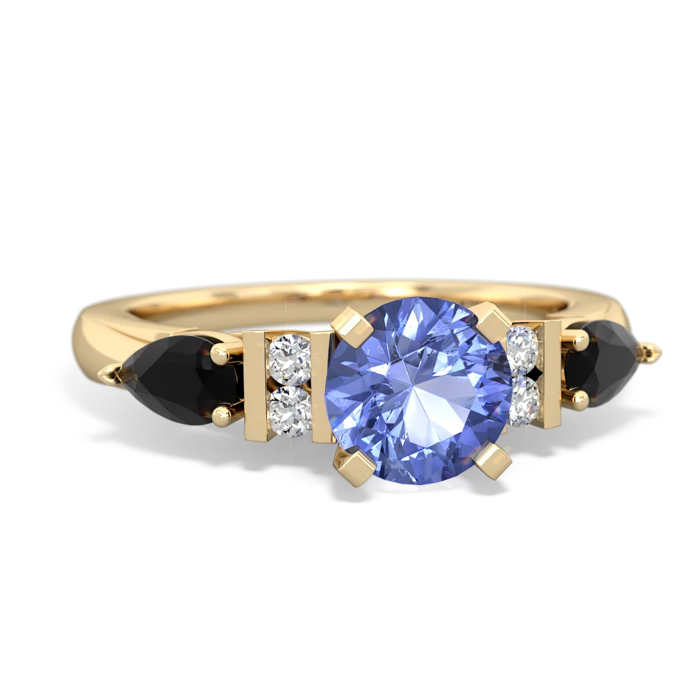 Tanzanite 6Mm Round Eternal Embrace Engagement 14K Yellow Gold ring R2005