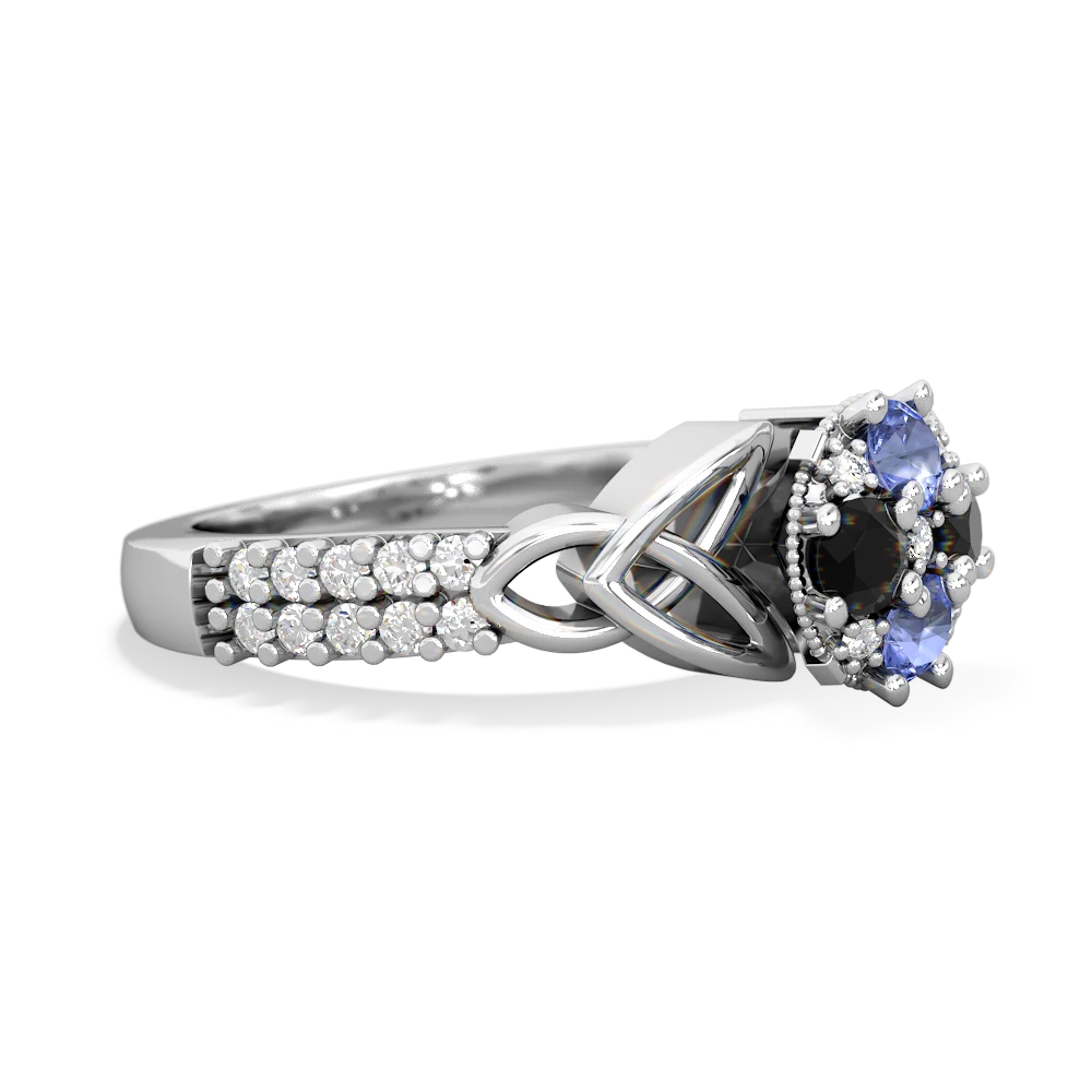 Tanzanite Celtic Knot Cluster Engagement 14K White Gold ring R26443RD