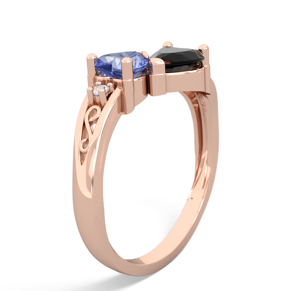 Tanzanite Snuggling Hearts 14K Rose Gold ring R2178