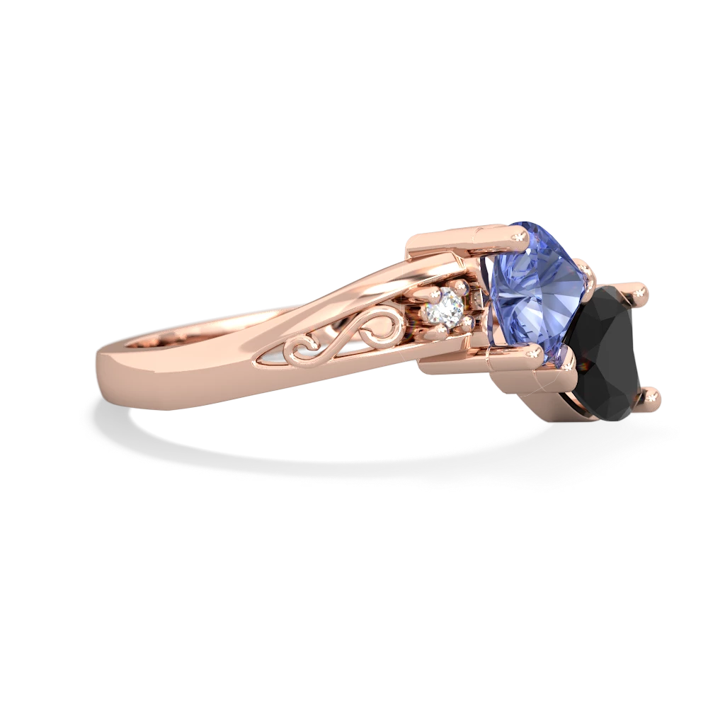 Tanzanite Snuggling Hearts 14K Rose Gold ring R2178