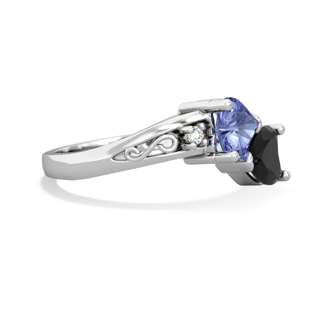 Tanzanite Snuggling Hearts 14K White Gold ring R2178