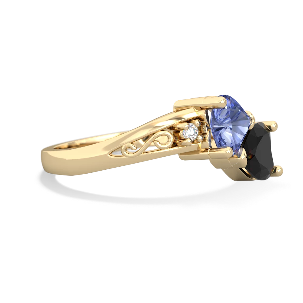 Tanzanite Snuggling Hearts 14K Yellow Gold ring R2178