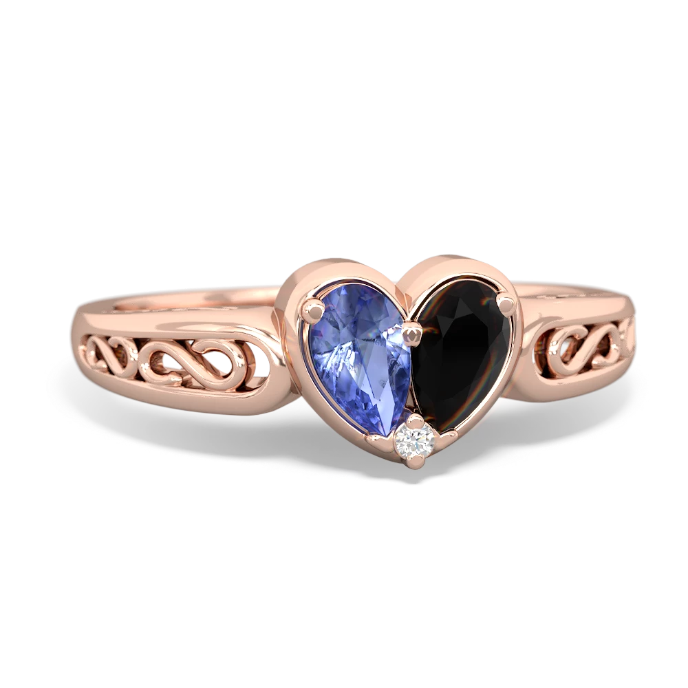 Tanzanite Filligree 'One Heart' 14K Rose Gold ring R5070