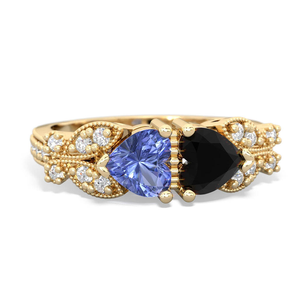 Tanzanite Diamond Butterflies 14K Yellow Gold ring R5601