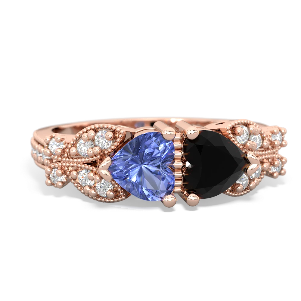 Tanzanite Diamond Butterflies 14K Rose Gold ring R5601