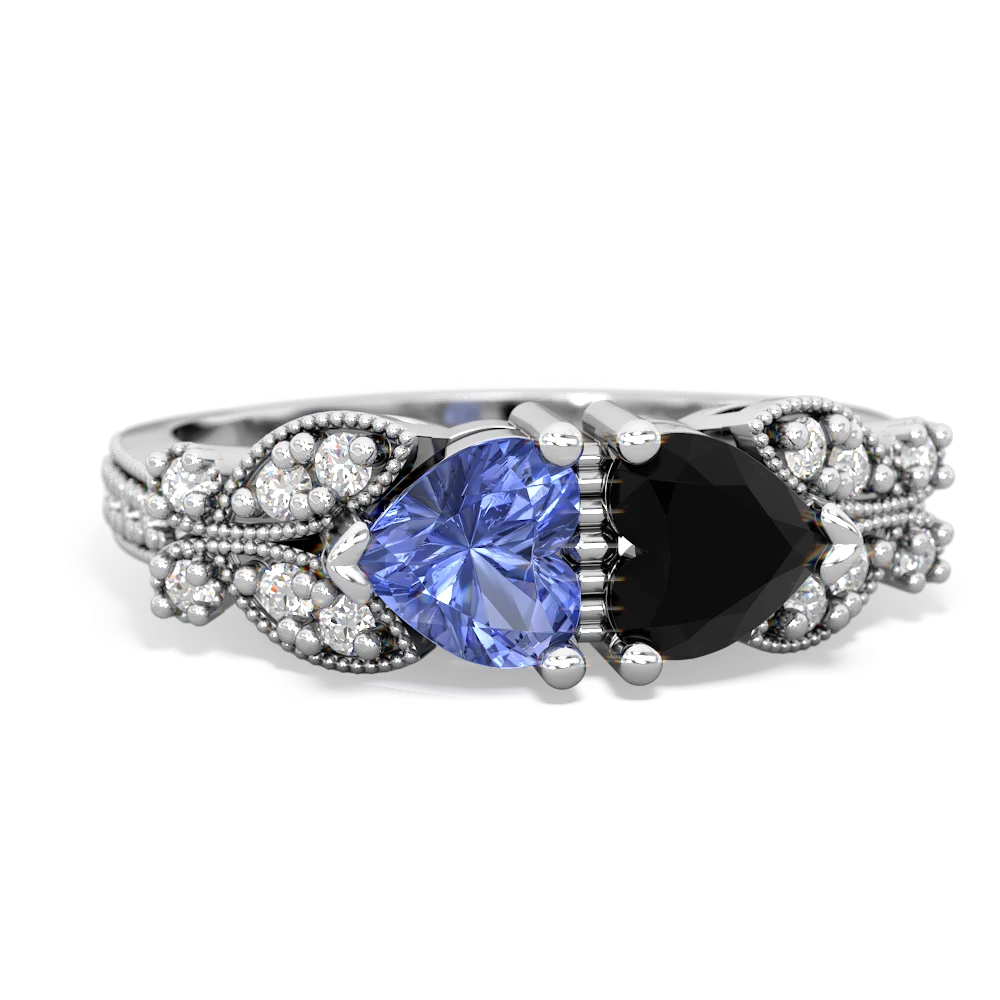 Tanzanite Diamond Butterflies 14K White Gold ring R5601