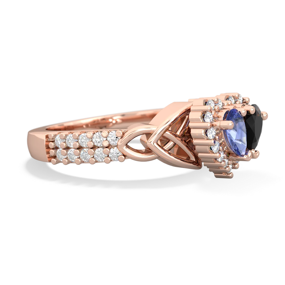 Tanzanite Celtic Knot Two Hearts As One 14K Rose Gold ring R2644HRT