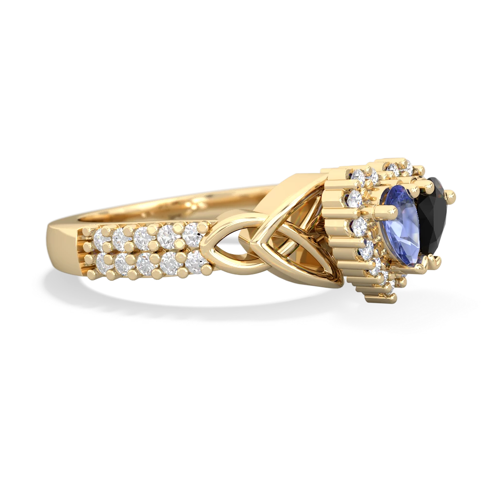 Tanzanite Celtic Knot Two Hearts As One 14K Yellow Gold ring R2644HRT